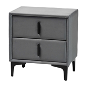 Baxton Studio Etienne Modern Slate Grey Velvet 2-Drawer Nightstand